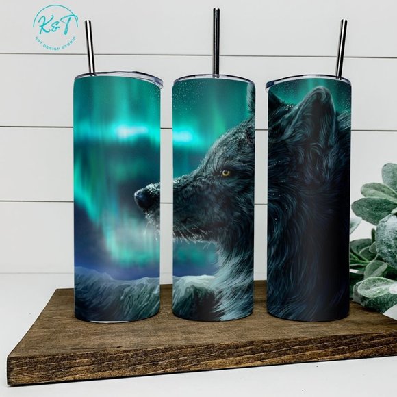 Wolf - Wolf Howling - Full Moon - Spirit Animal - Tumbler - Gift - Picture 1 of 1